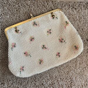 Vintage Floral Beaded Clutch